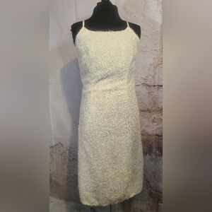 EUC Lightweight Cream Fuzzy Soft Spaghetti Strap Sheath Midi Dress XS